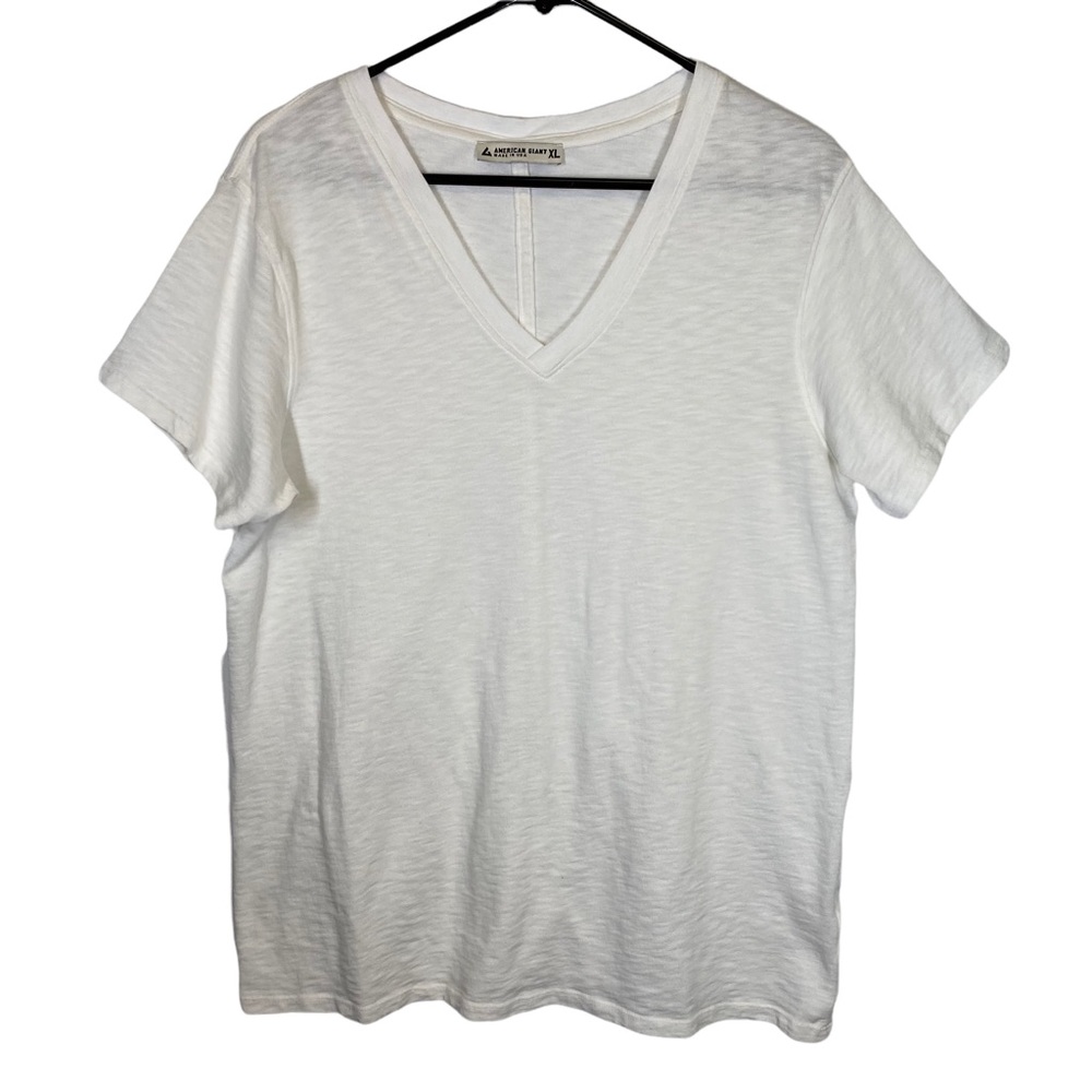 American Giant White 100% Supima Cotton V-Neck Short Sleeve T-Shirt XL